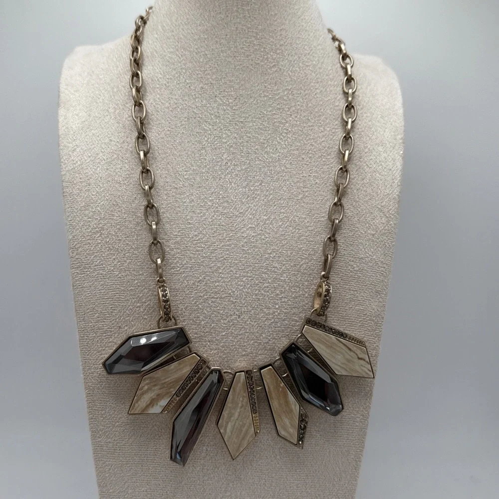 Kenneth Cole NY Gold Tone Summer Safari Geometric Bead Frontal Necklace 19-22